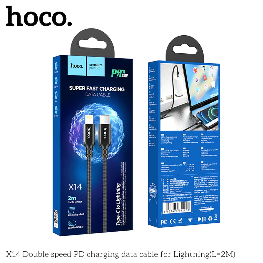 Cable Hoco X14 tipo C a Lightning 2 metros