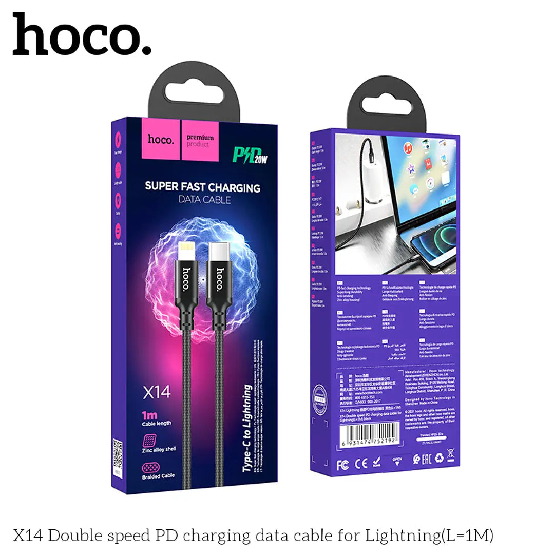 Cable Hoco X14 tipo C a Lightning 1m