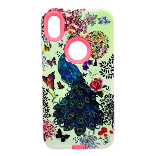 Carcasa para iPhone XR con diseño de pavo real