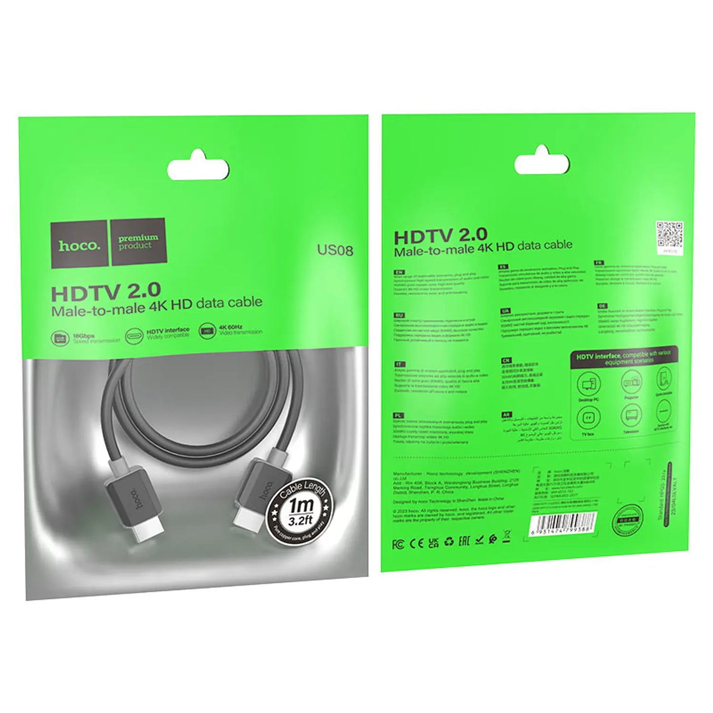 Cable HDMI Hoco US08 1m