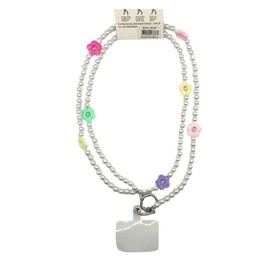 Lanyard Perla Celeste para telefono.