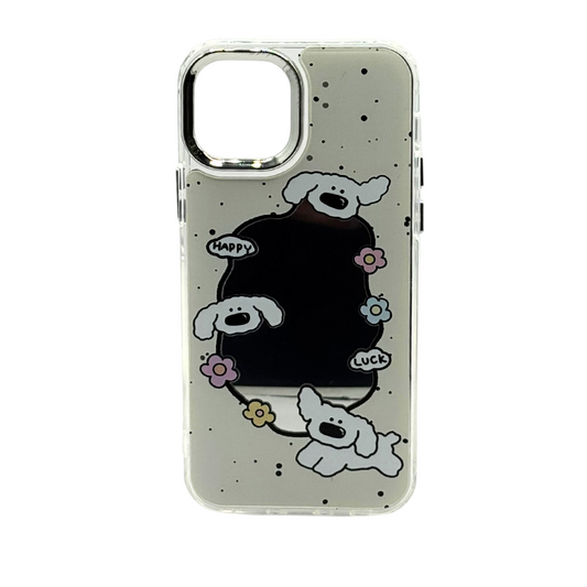 Carcasa iPhone 12 y 12 Pro diseño de  Perritos y Efecto Espejo Central