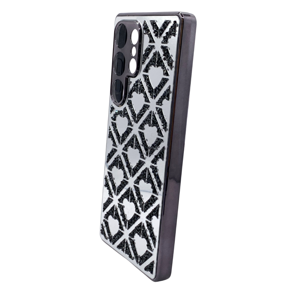 Carcasa para S25 Ultra con Efecto Espejo y Corazones Diamantados