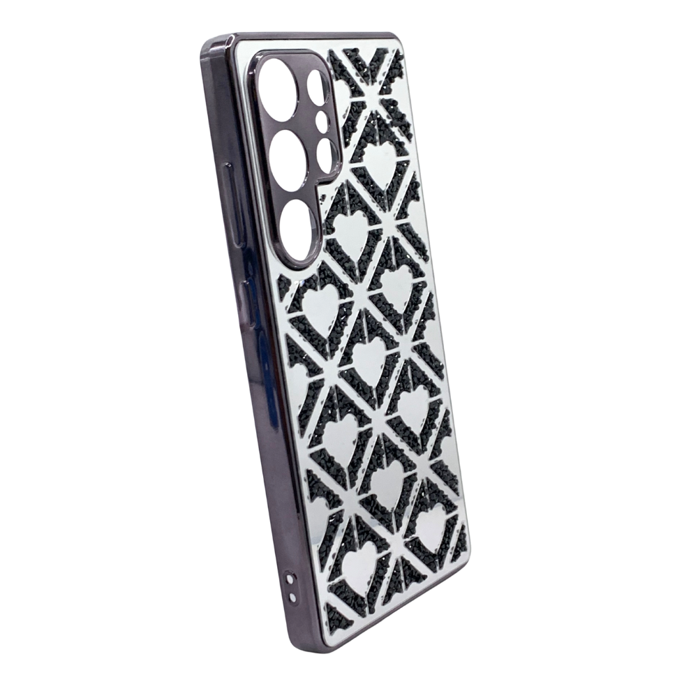 Carcasa para S25 Ultra con Efecto Espejo y Corazones Diamantados