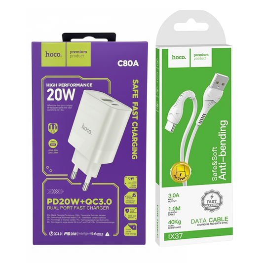 Cargador Rápido Dual HOCO C80A QC 3.0