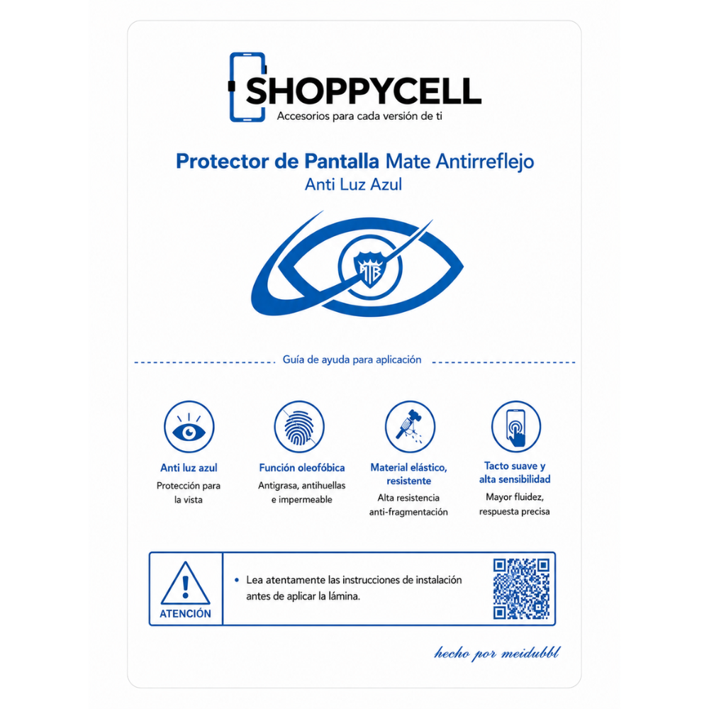 Protector de Pantalla Mate Anti Luz Azul, Lámina de Hidrogel Esencial