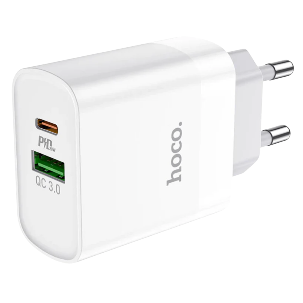 Cargador Rápido Dual HOCO C80A | 20W PD + QC 3.0