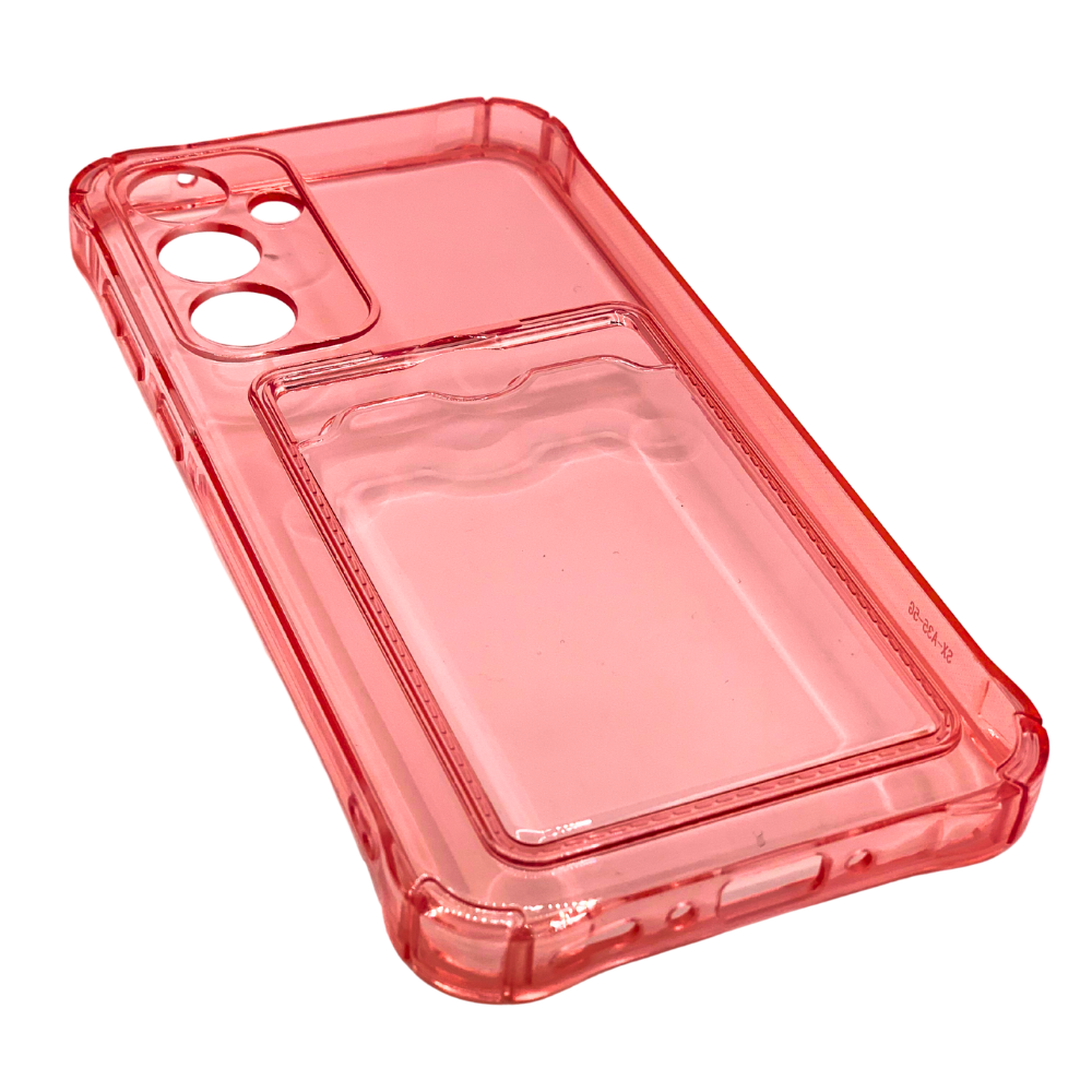 Funda Tarjetero Samsung A35 - Carcasa Transparente Rosa con Ranura para Tarjetas
