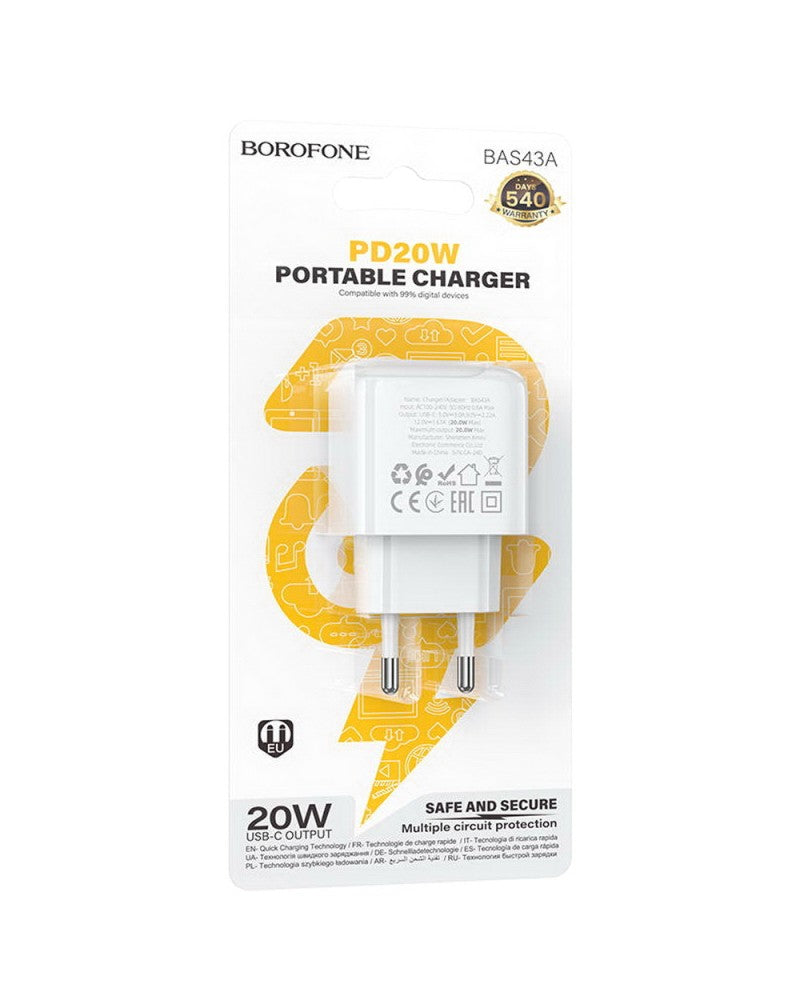 Cargador Rapido Tipo C 20W Borofone BAS43A
