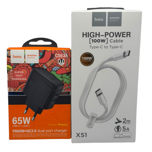 Cargador de 65w Hoco 2m