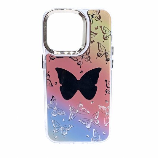 Carcasa Para iPhone 14 Pro Estilo Mariposas Con Espejo