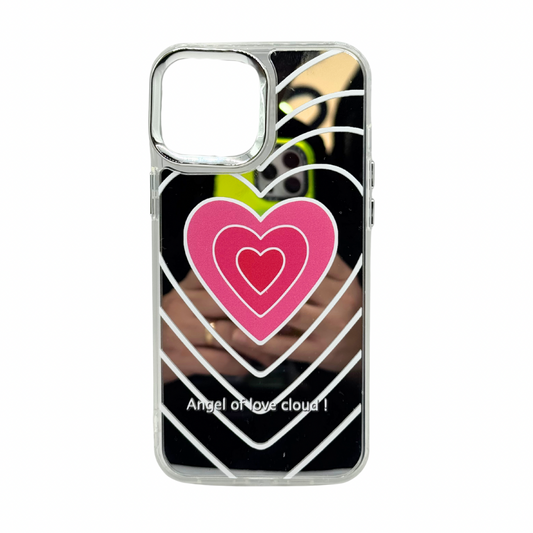 Carcasa Para iPhone 12 Pro Max Estilo Corazón Cromada