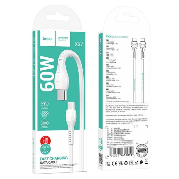 Cable de carga Tipo C a C Hoco X37 60W 1 metro