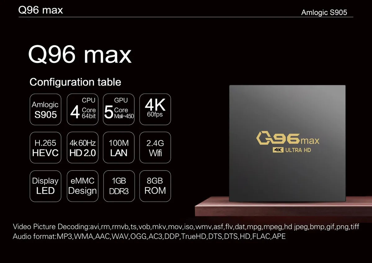 Tv Box Q96 4K Ultra HD android TV