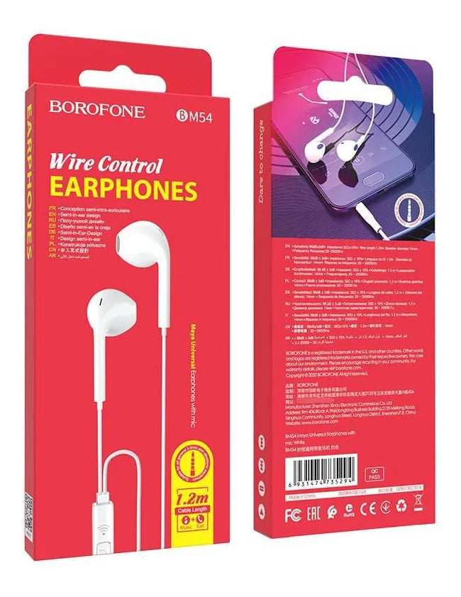 Borofone BM54 Audífonos sin gomitas
