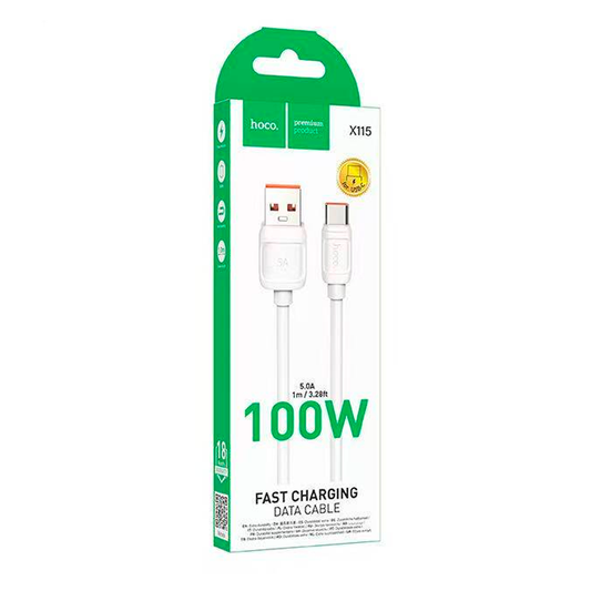 Cable Usb a Tipo C Hoco X115 100w 1 Metro Blanco