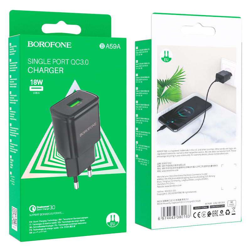 Cargador USB QC 3.0 Borofone BA59A