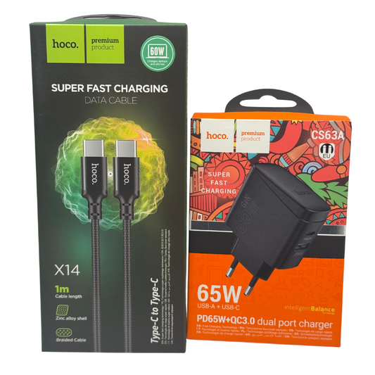 Cargador Carga Rápida con cable tipo C Hoco Cs63a 65w