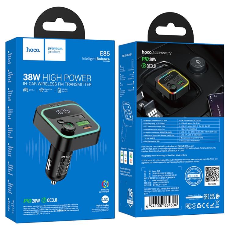 Bluetooth de Auto Transmisor Hoco E85 Rgb