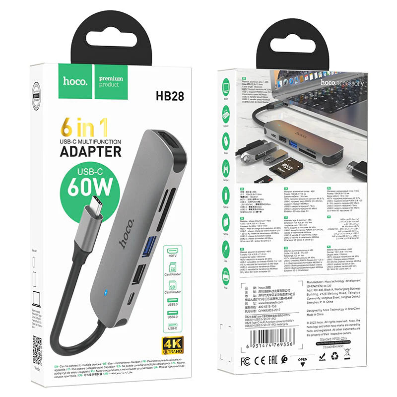 Hub Hoco HB28 Tipo C 6 en 1
