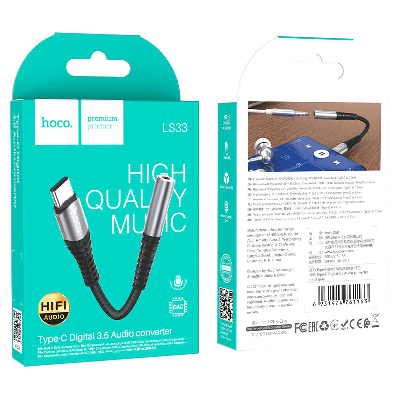 Adaptador de Audio Tipo C a Auxiliar Hoco LS33