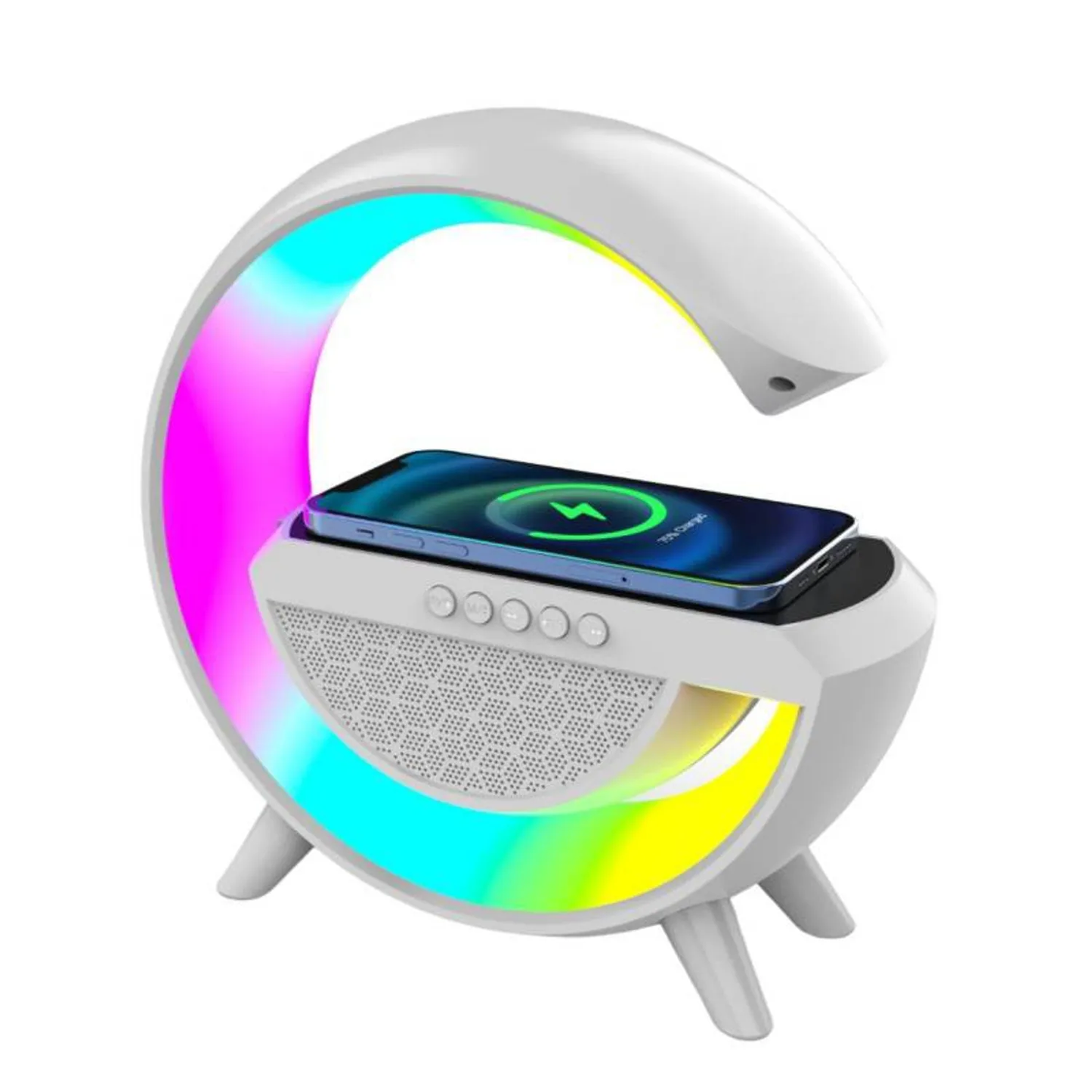 Parlante Lampara G Bluetooth Cargador Inalámbrico con Luces RGB