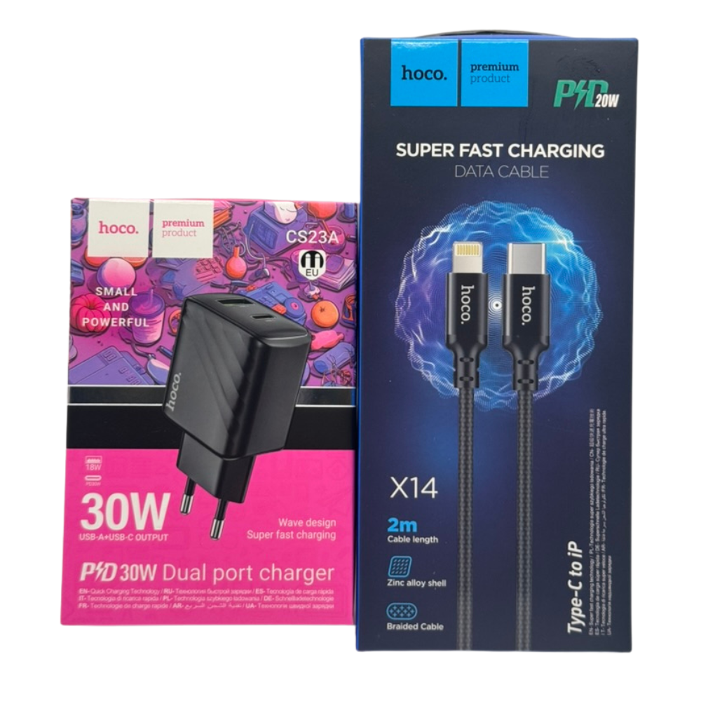 Cargador Rápido con cable C a Lightning  Hoco CS23A 2m