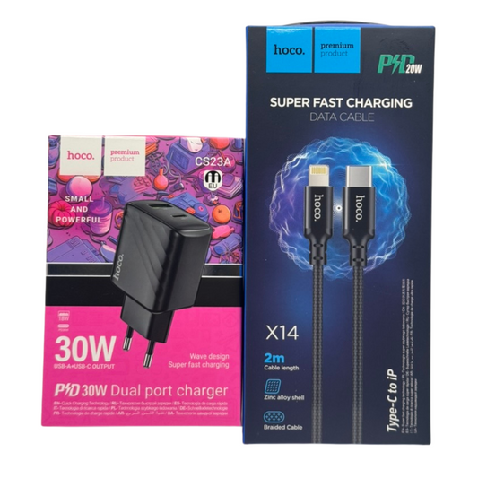 Cargador Rápido con cable C a Lightning  Hoco CS23A 2m