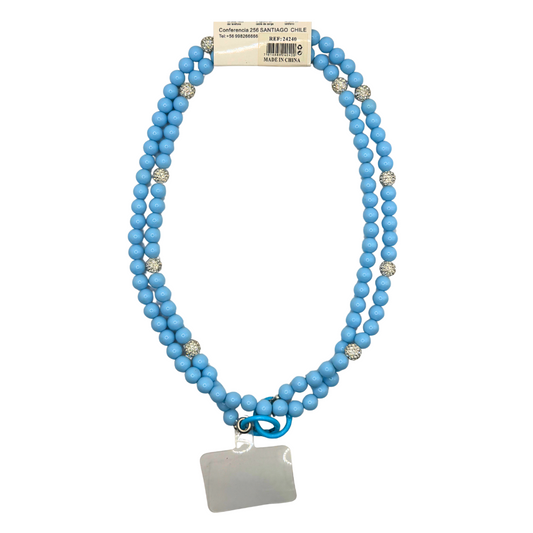 Lanyard Perla Celeste para telefono.