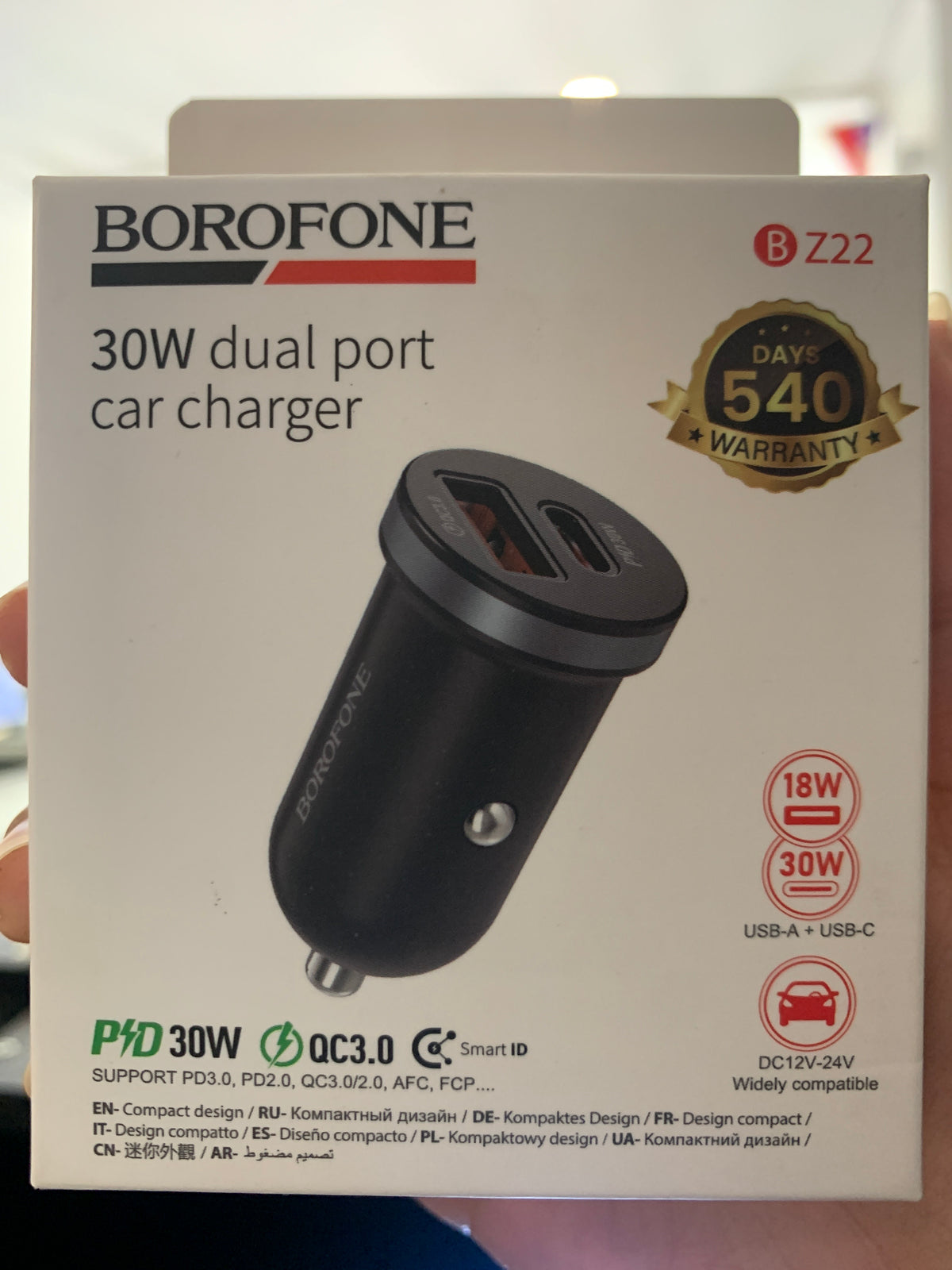cargador para auto Borofone BZ22-30W