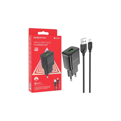 Cargador rápido Borofone BA59A 18W con Cable Micro USB