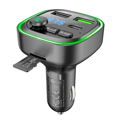 Bluetooth de Auto Borofone Bc48 Rgb 18w Qc 3.0 Negro