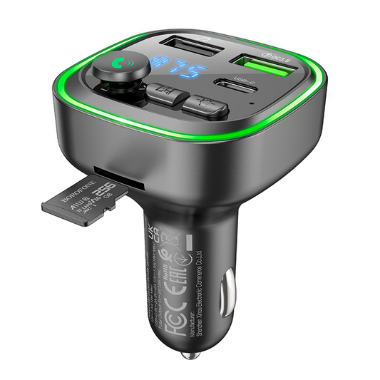 Bluetooth de Auto Borofone Bc48 Rgb 18w Qc 3.0 Negro