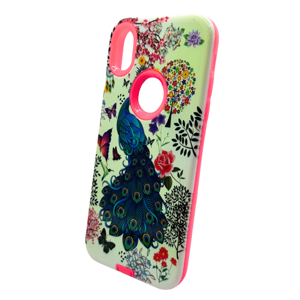 Carcasa para iPhone XR con diseño de pavo real