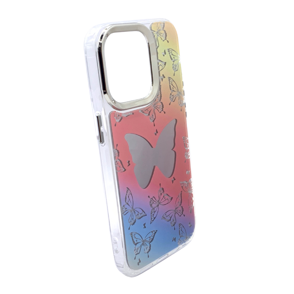 Carcasa Para iPhone 14 Pro Estilo Mariposas Con Espejo
