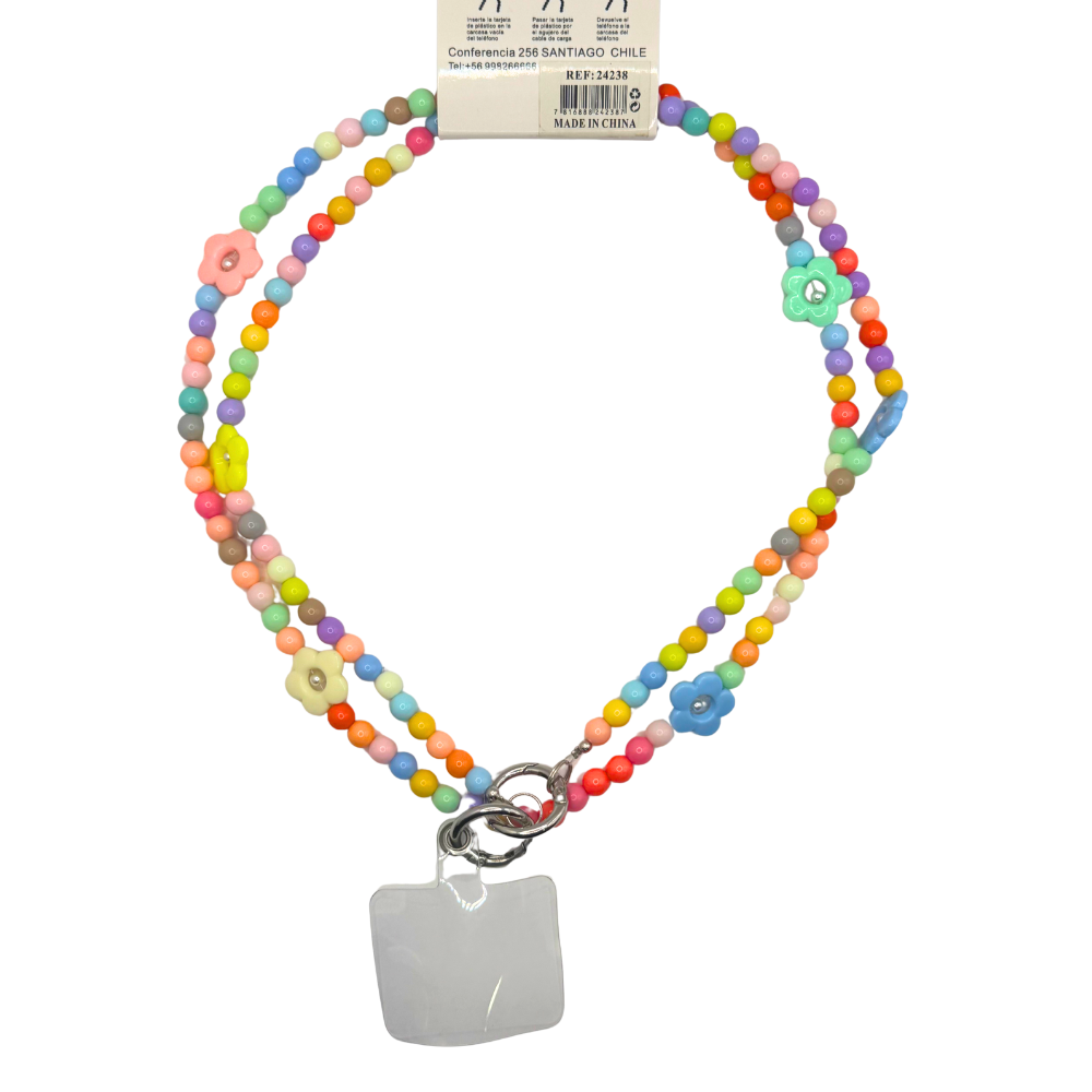 Lanyard Perla Celeste para telefono.
