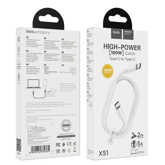 Cable Hoco X51 Tipo C a C 100w 2m