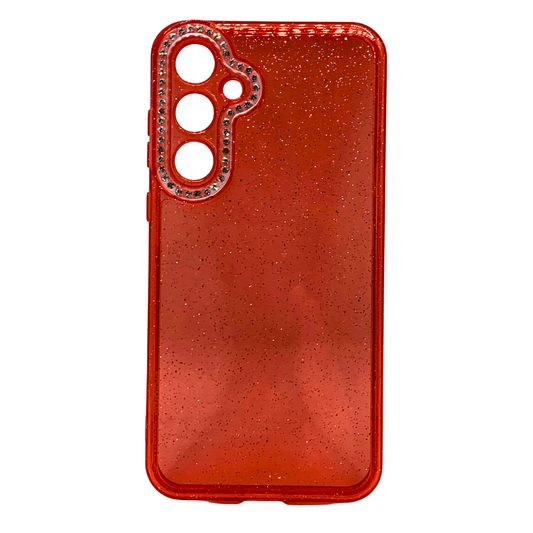 Funda Glitter Samsung A35 Transparente Roja