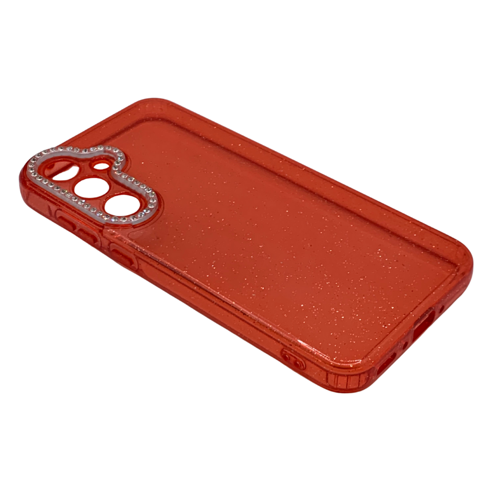 Funda Glitter Samsung A35 Transparente Roja