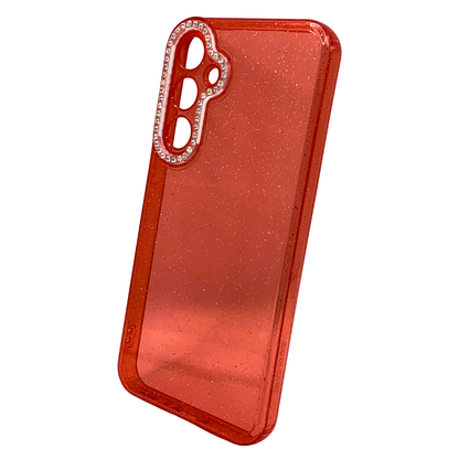 Funda Glitter Samsung A35 Transparente Roja