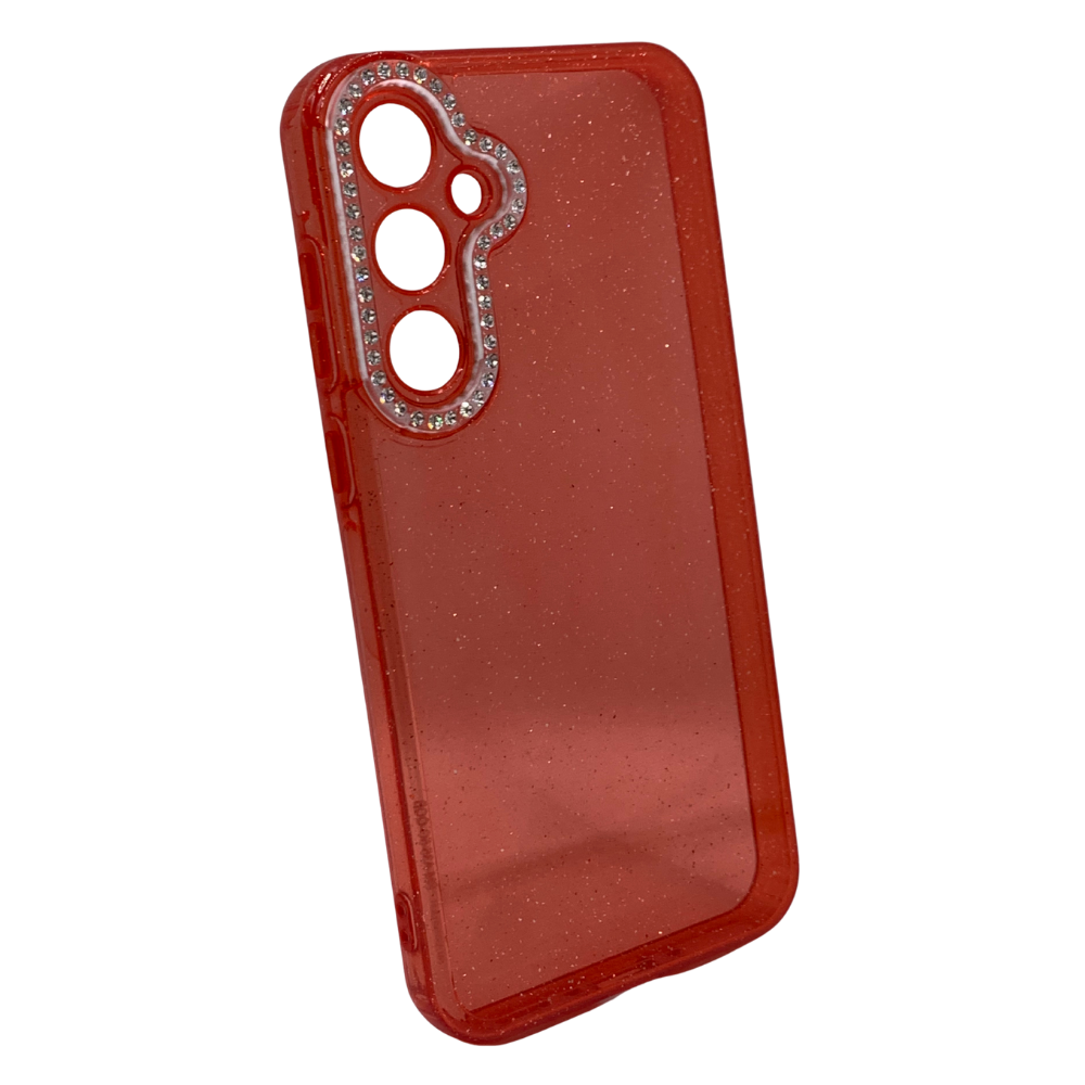 Funda Glitter Samsung A35 Transparente Roja
