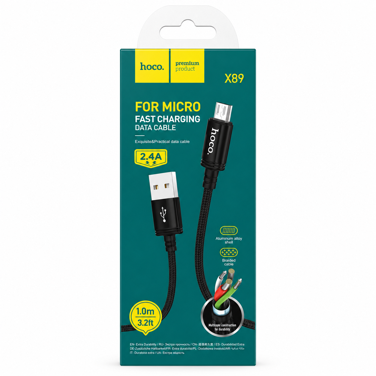 Cable Micro USB Hoco X89 Trenzado 1 Metro