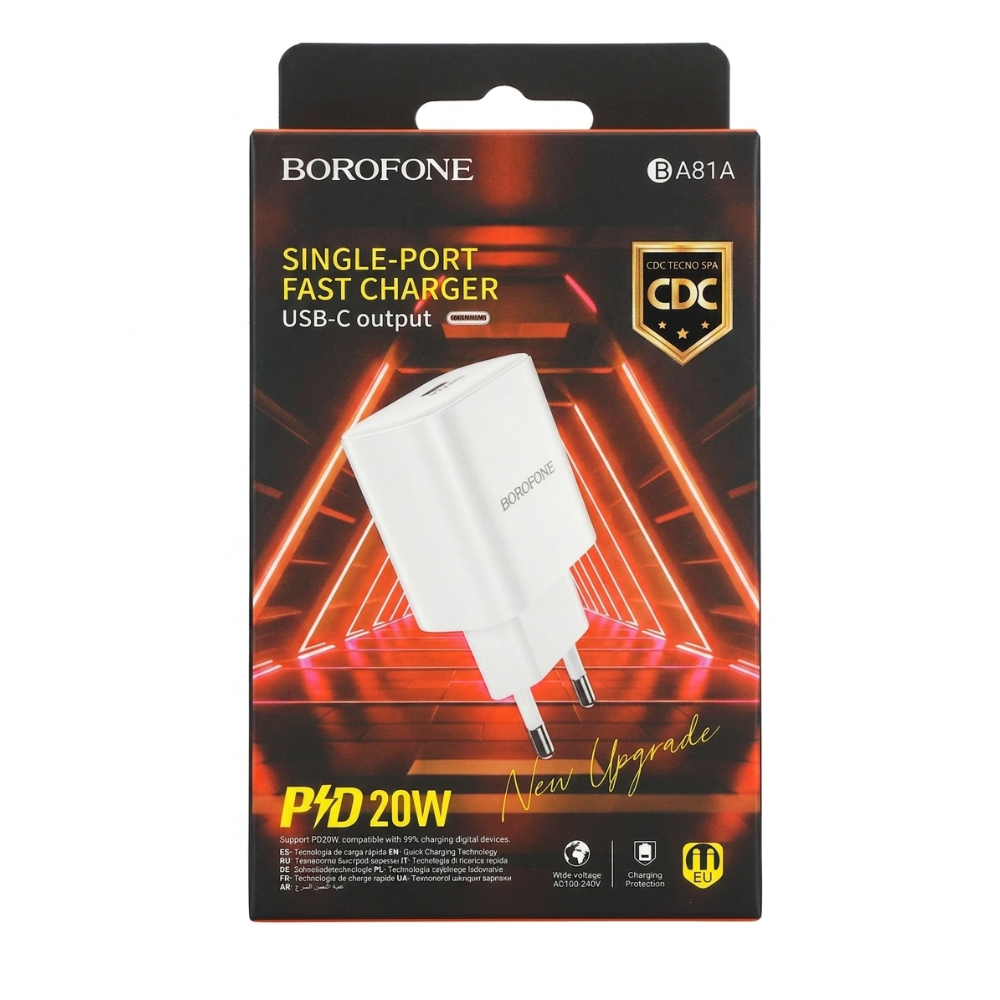 Cargador rápido USB-C BOROFONE BA81A PD 20W