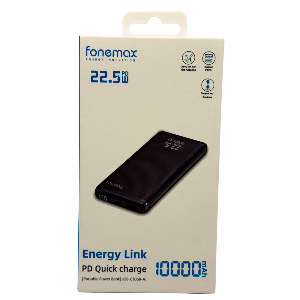 Bateria portátil de 10000mAh Fonemax Carga rápida 22.5W PD