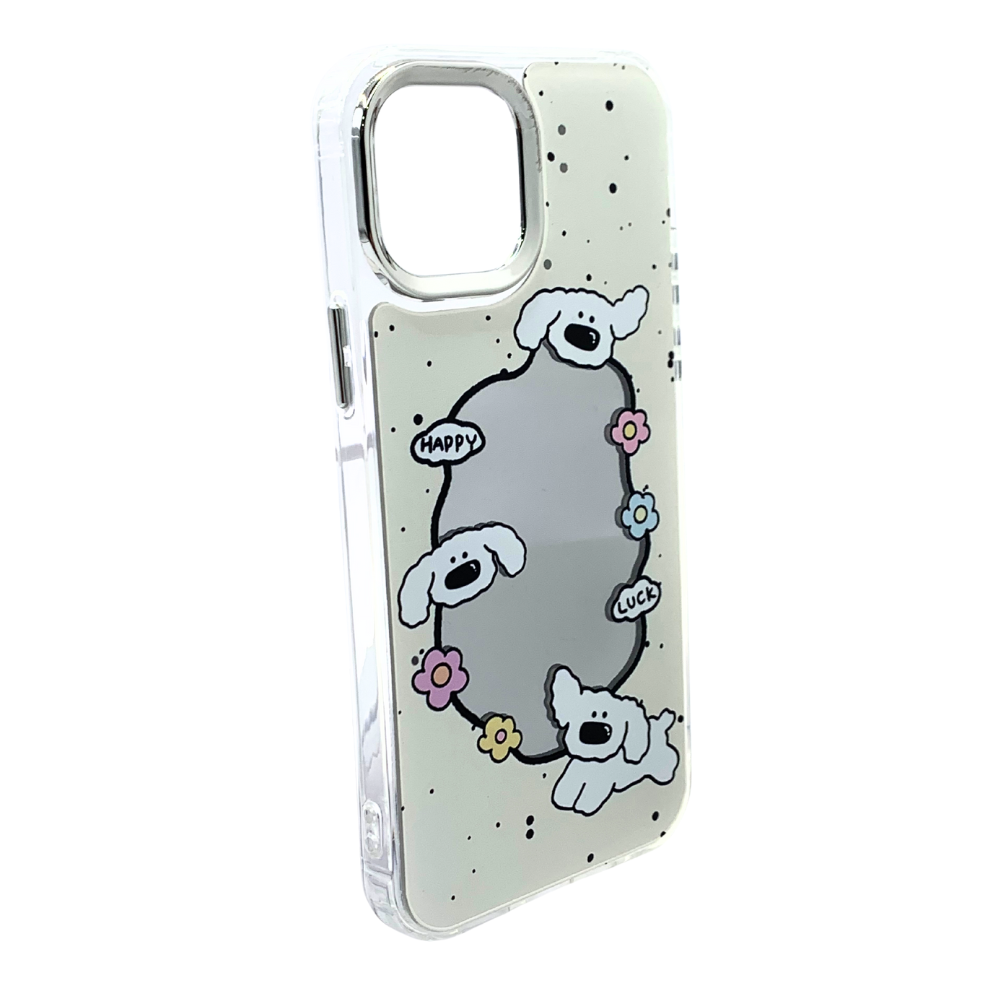 Carcasa iPhone 12 y 12 Pro diseño de  Perritos y Efecto Espejo Central