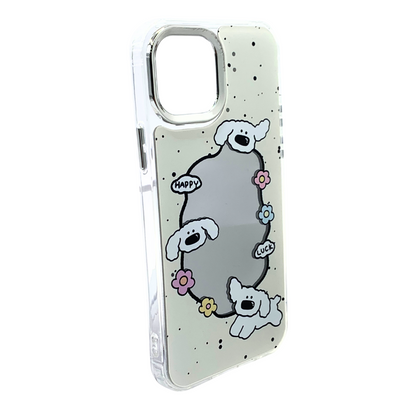 Carcasa iPhone 12 y 12 Pro diseño de  Perritos y Efecto Espejo Central