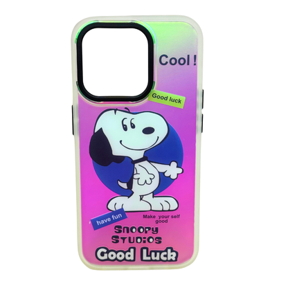 Carcasa para iPhone 15 Pro de Snoopy Tornasol Antigolpes, Diseño Brillante