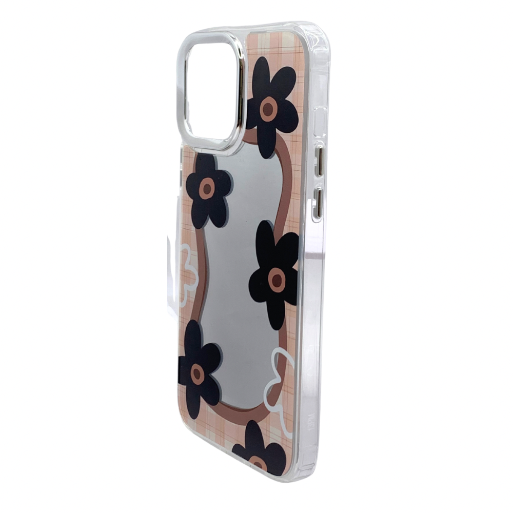 Carcasa Para iPhone 13 Pro Max Estilo Flores Con Espejo