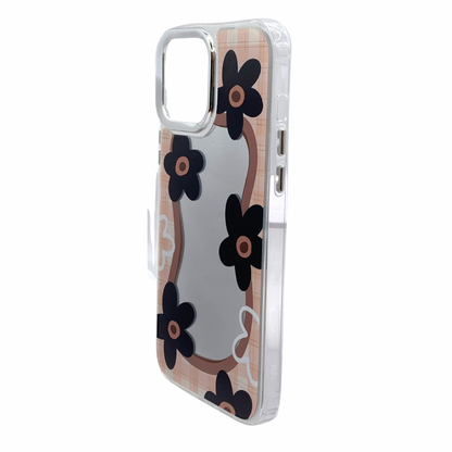 Carcasa Para iPhone 13 Pro Max Estilo Flores Con Espejo