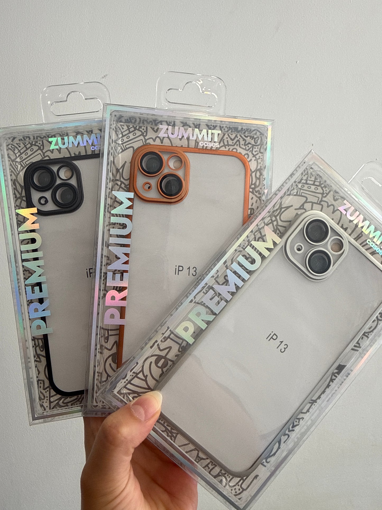 Case IP 14 transparente bordes metalizados